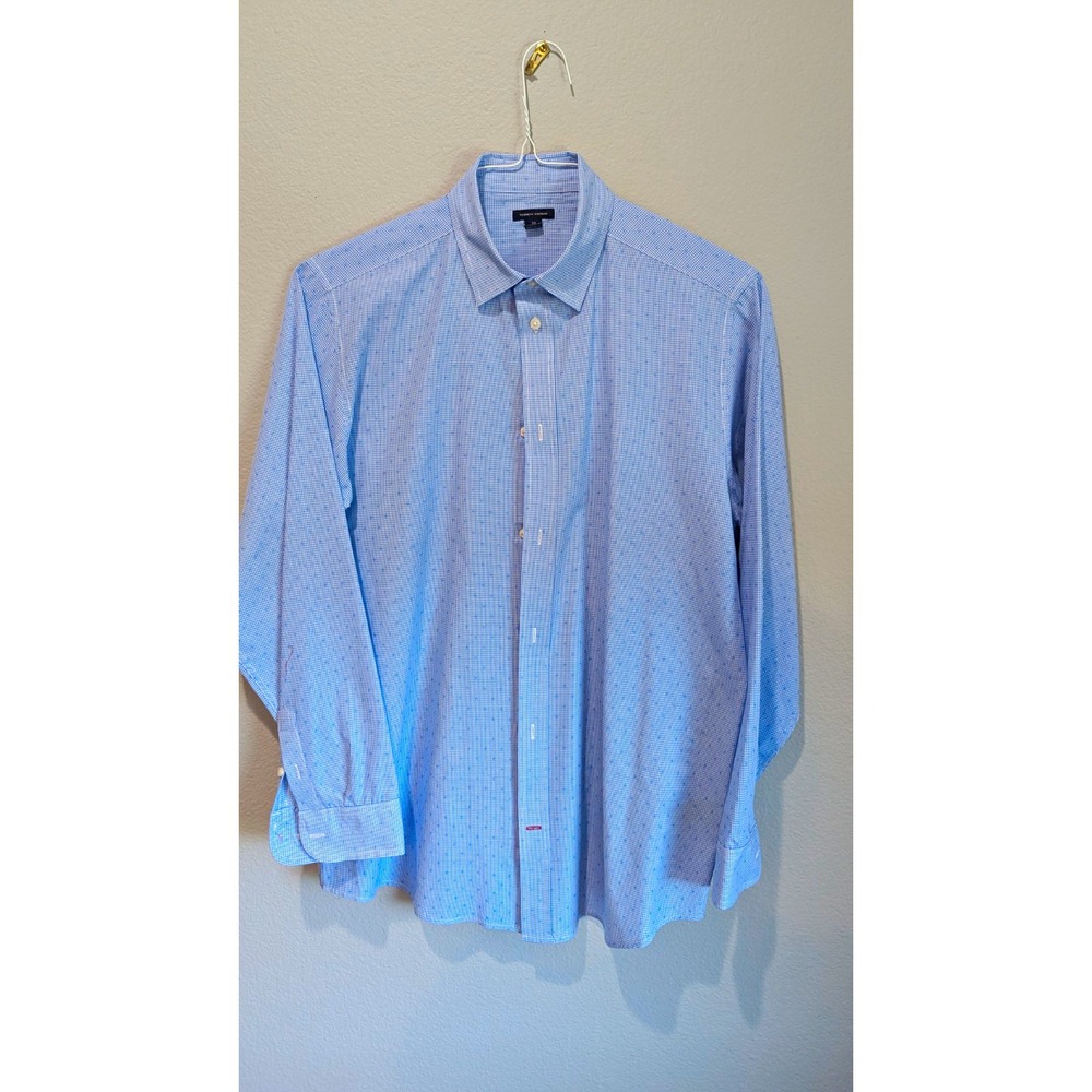 Tommy Hilfiger Button Down Shirt Boys 20 Husky Blue Gingham Long Sleeve Exc